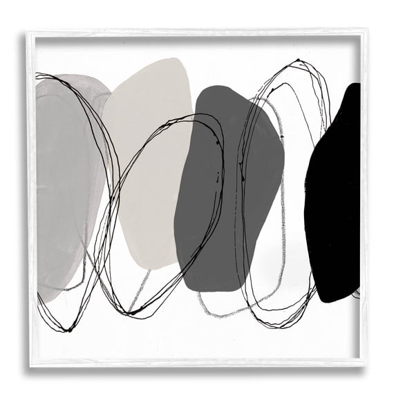 Stupell Industries Abstract Round Forms Outlines Graphic Art White Framed Art Print Wall Art, Design by Ruth Fromstein