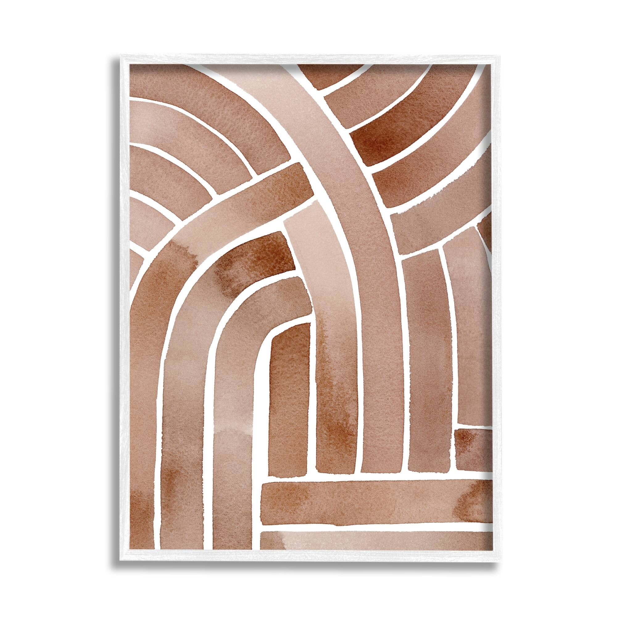 Stupell Industries Abstract Rounded Stripes Lines Brown Watercolor Design Painting White Framed Art Print Wall Art, Design by Grace Popp