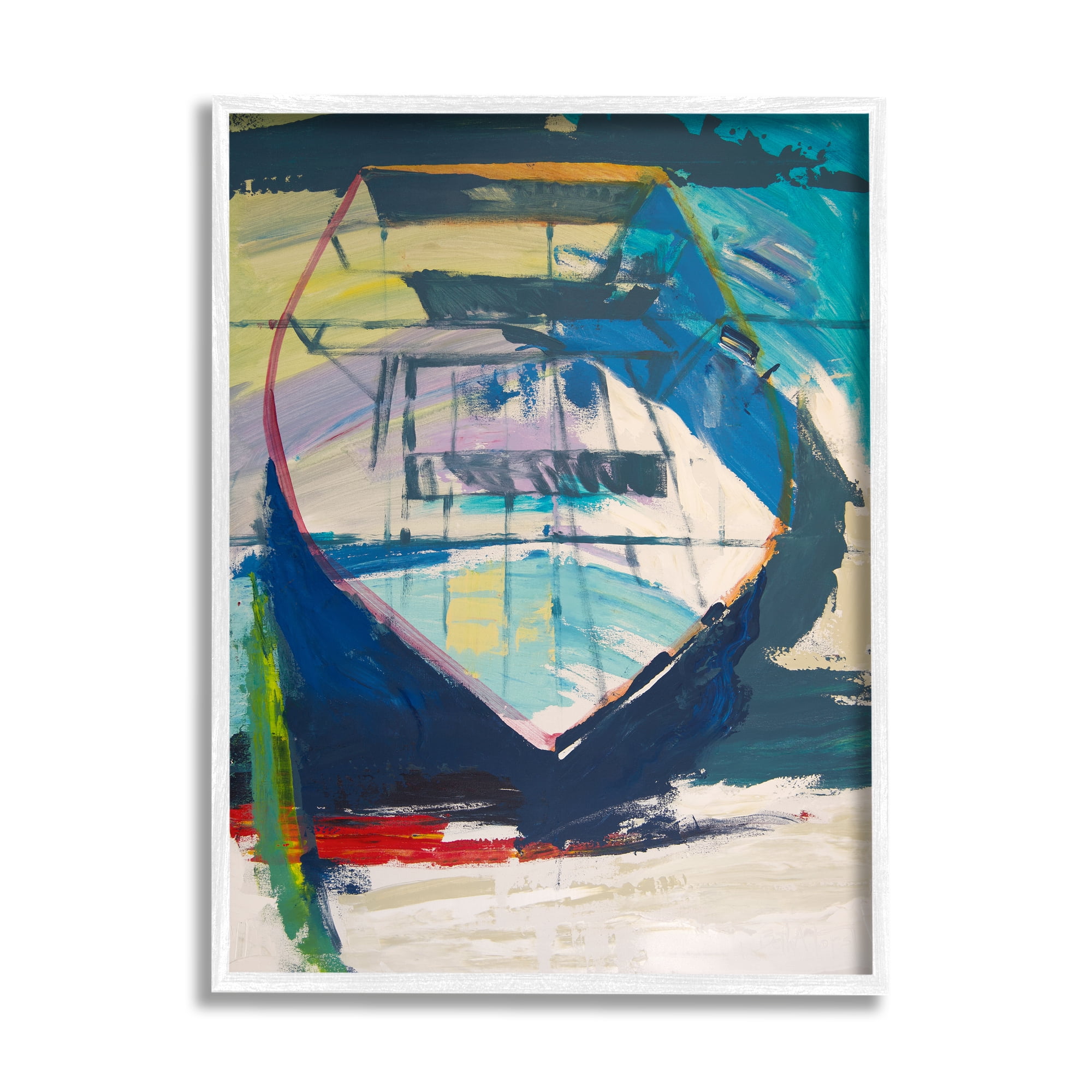 Stupell Industries Abstract Row Boat on Beach Coast Expressive Paint, 16 x 20, Design by Beth A. Forst