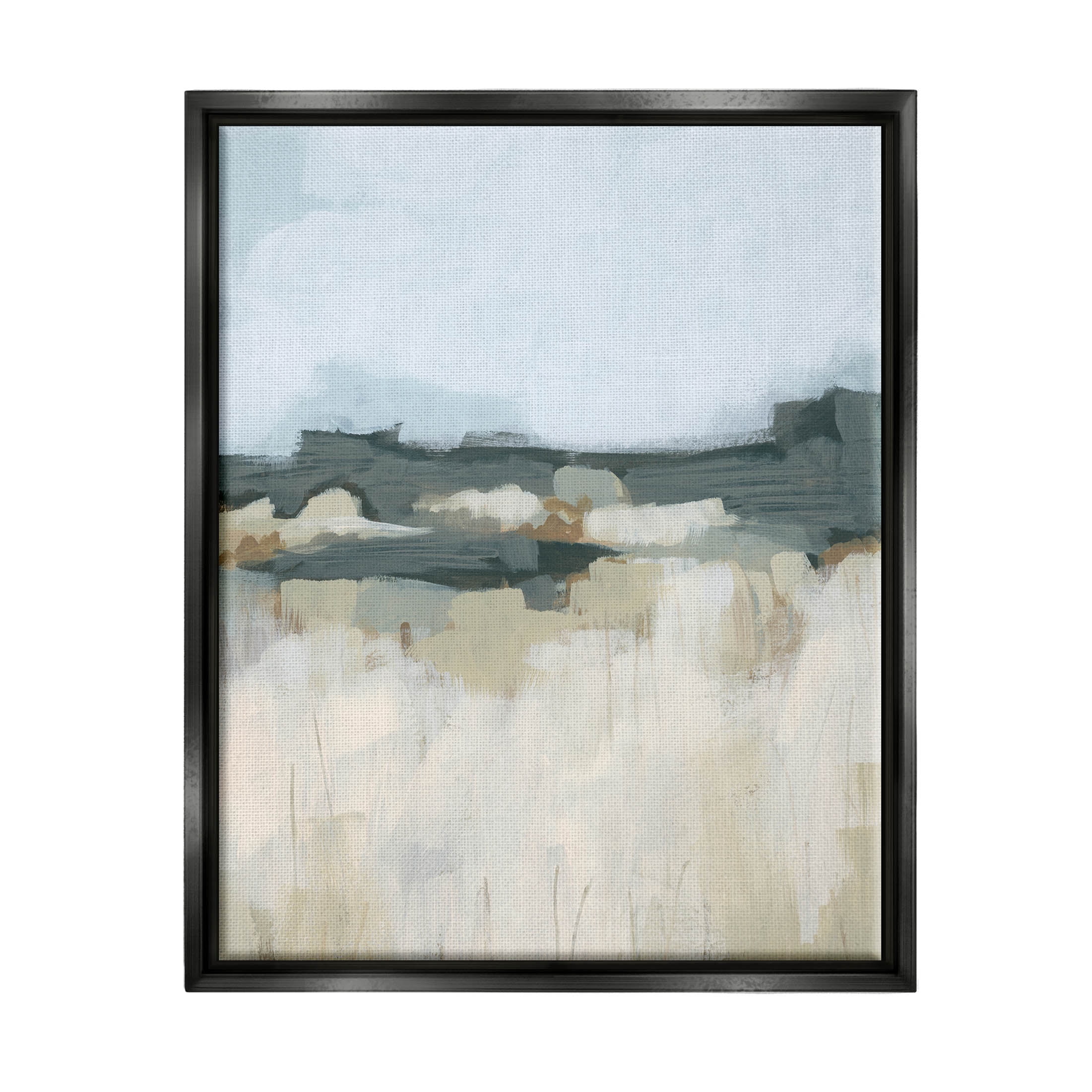 Stupell Industries Abstract Rural Field Landscape Painting Jet Black Floating Framed Canvas Print Wall Art, Design by June Erica Vess