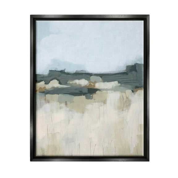 Stupell Industries Abstract Rural Field Landscape Painting Jet Black Floating Framed Canvas Print Wall Art, Design by June Erica Vess