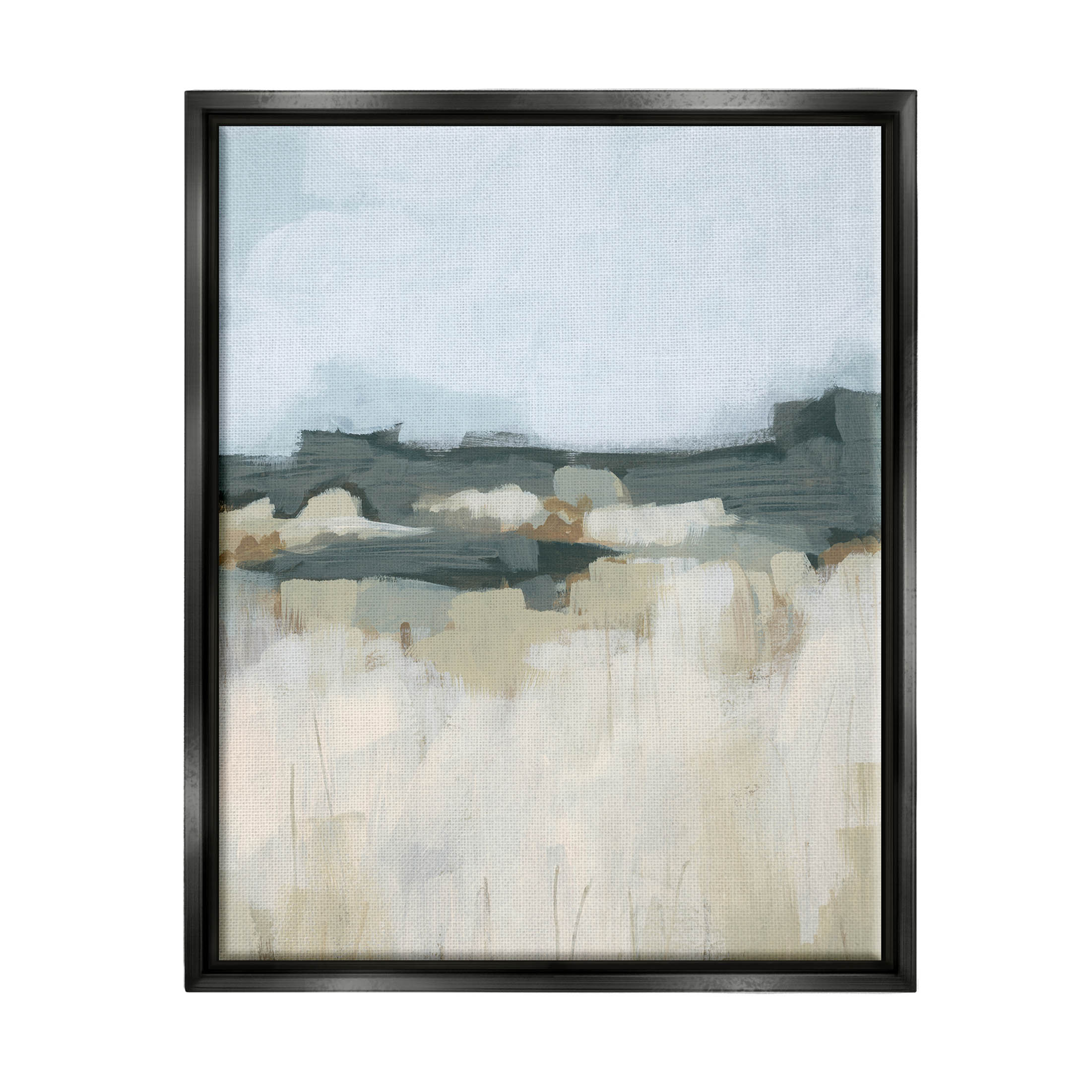 Stupell Industries Abstract Rural Field Landscape Painting Jet Black Floating Framed Canvas Print Wall Art, Design by June Erica Vess