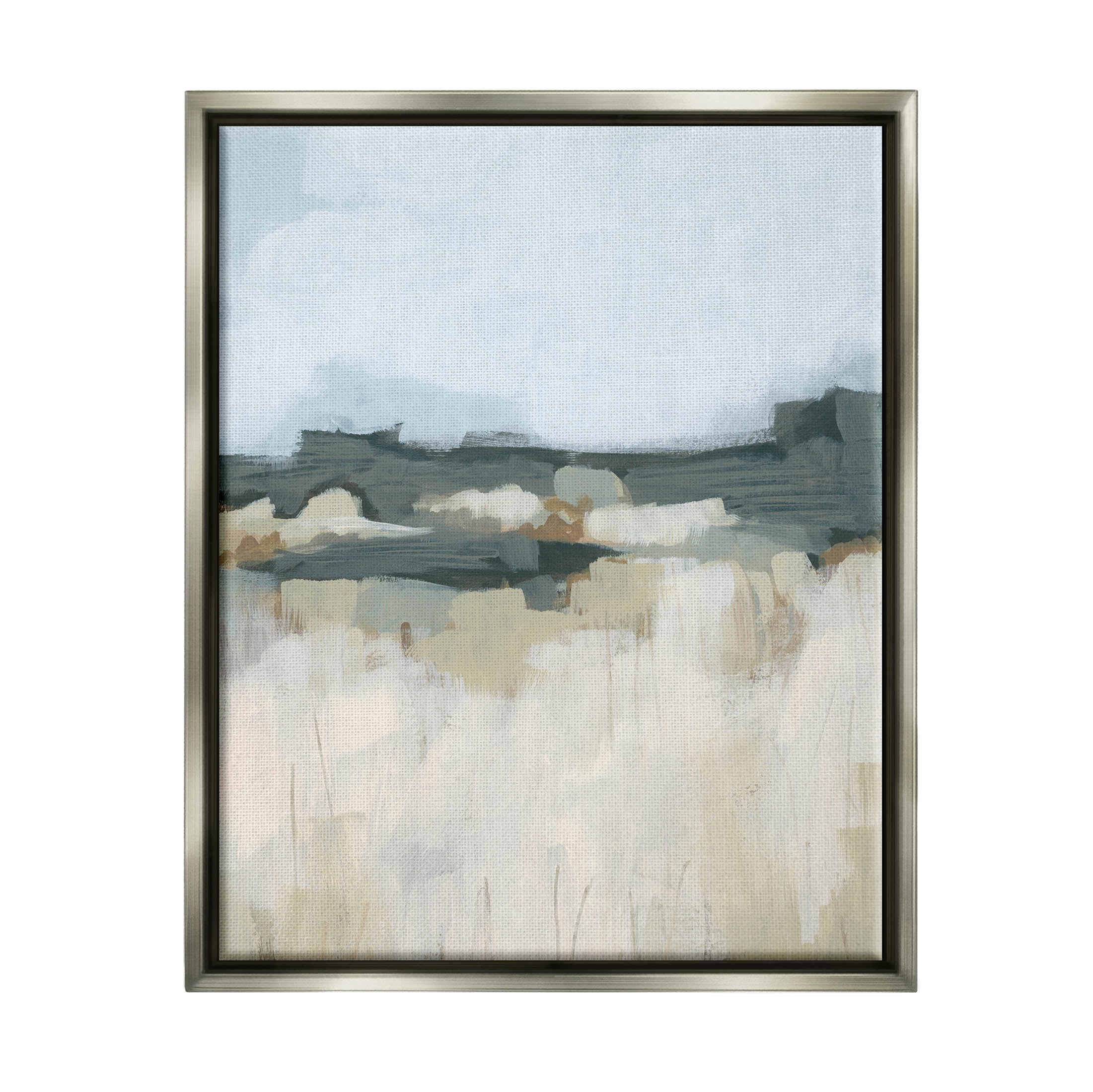 Stupell Industries Abstract Rural Field Landscape Painting Luster Gray Floating Framed Canvas Print Wall Art, Design by June Erica Vess