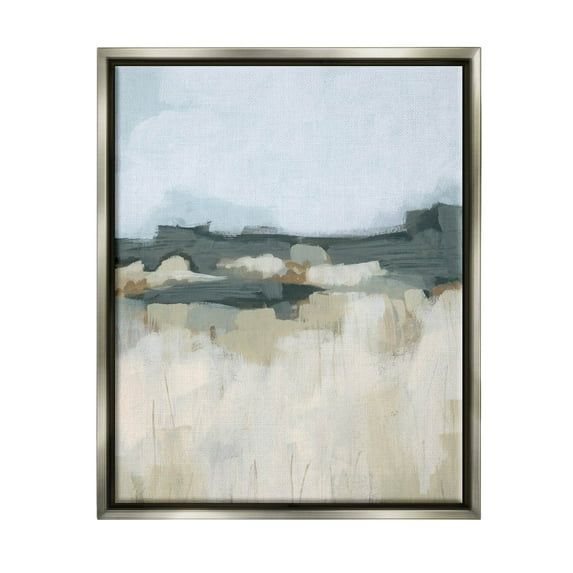 Stupell Industries Abstract Rural Field Landscape Painting Luster Gray Floating Framed Canvas Print Wall Art, Design by June Erica Vess