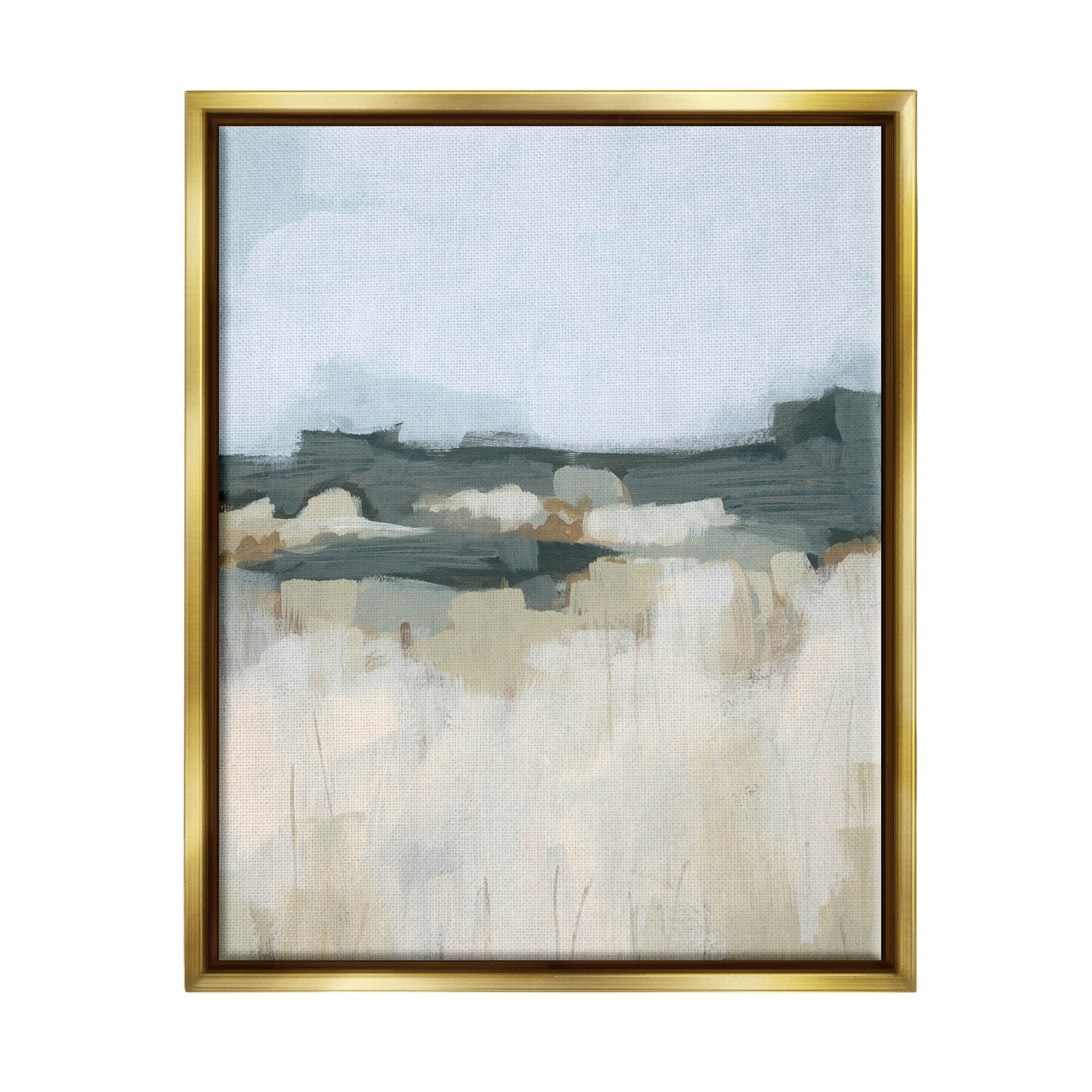 Stupell Industries Abstract Rural Field Landscape Painting Metallic Gold Floating Framed Canvas Print Wall Art, Design by June Erica Vess
