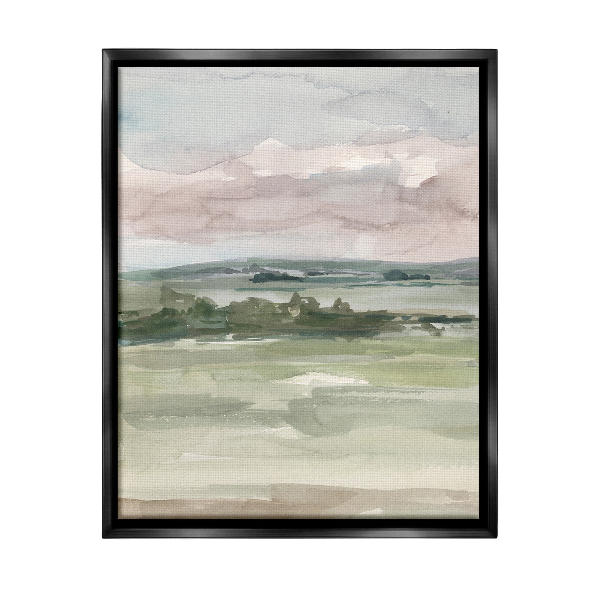 Stupell Industries Abstract Rural Landscape Landscape Painting Black Floater Framed Canvas Art Print Wall Art, 25 x 31