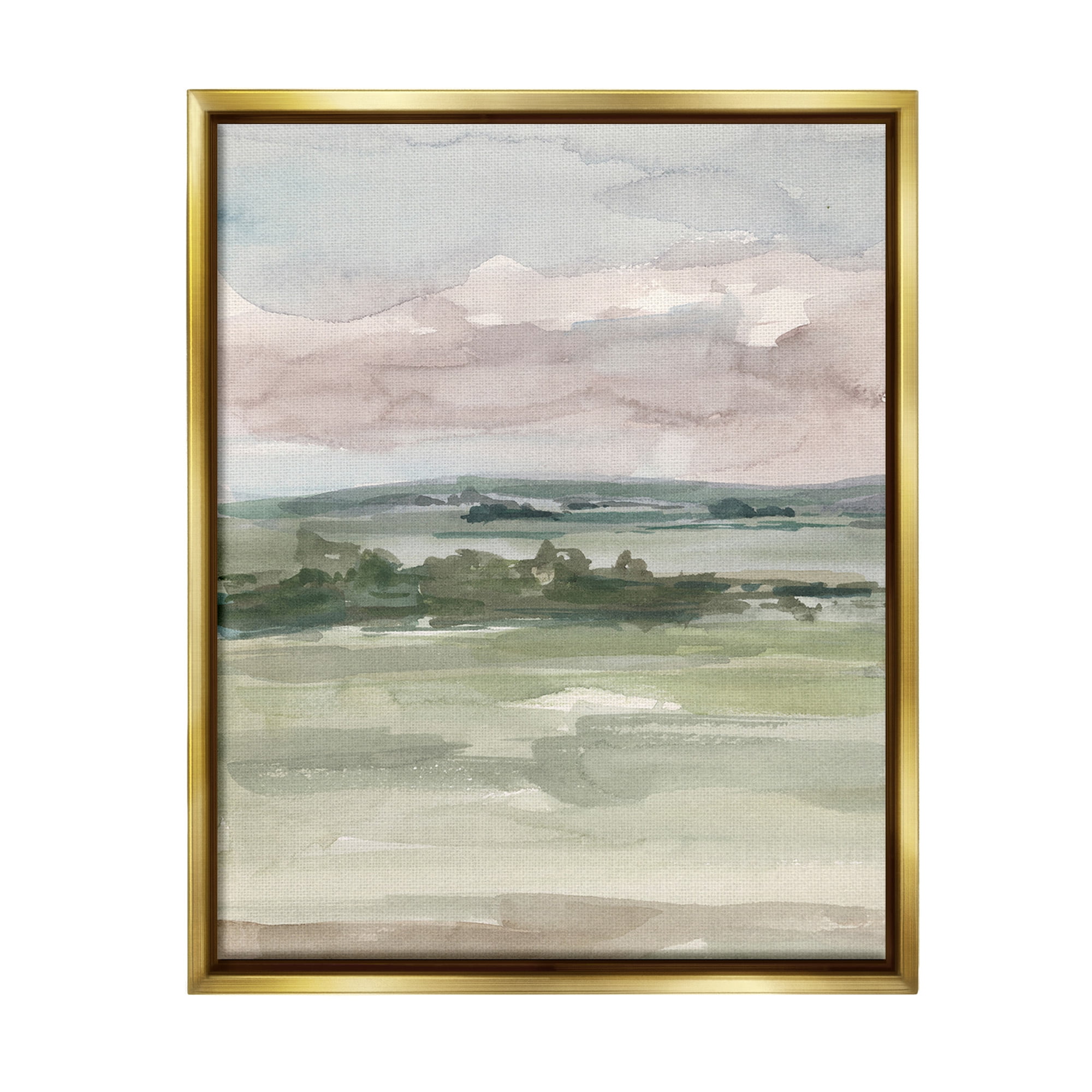 Stupell Industries Abstract Rural Landscape Landscape Painting Gold Floater Framed Canvas Art Print Wall Art, 25 x 31
