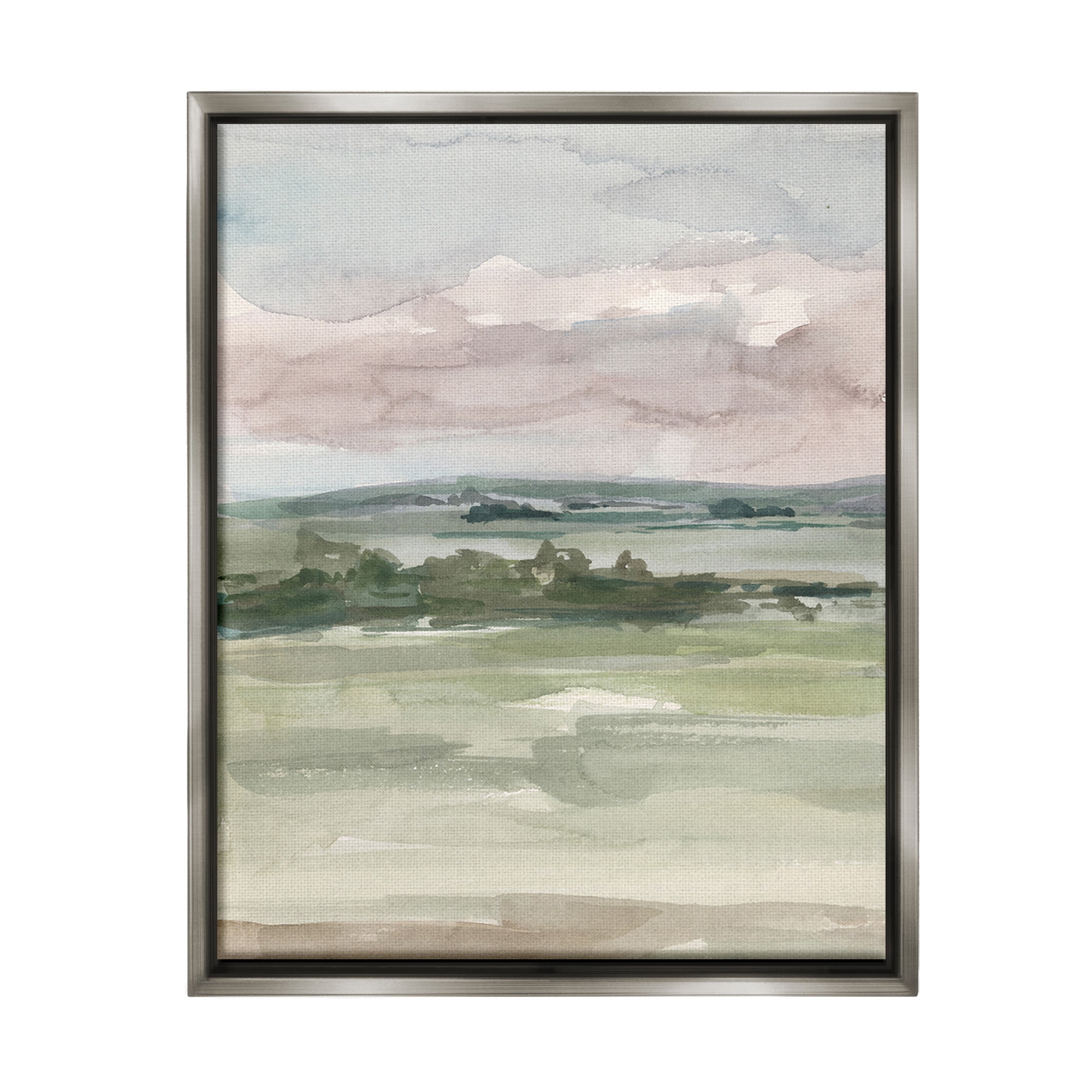 Stupell Industries Abstract Rural Landscape Landscape Painting Gray Floater Framed Canvas Art Print Wall Art, 25 x 31