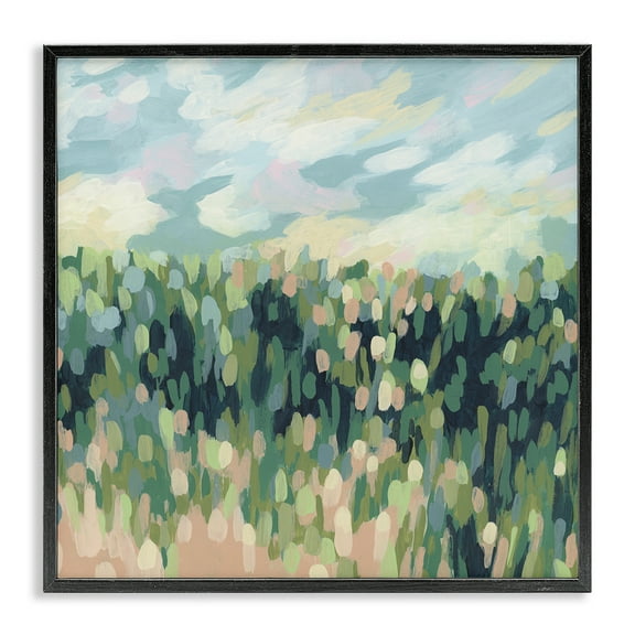Stupell Industries Abstract Rural Meadow Landscape & Nature Painting Black Framed Art Print Wall Art, 12 x 12