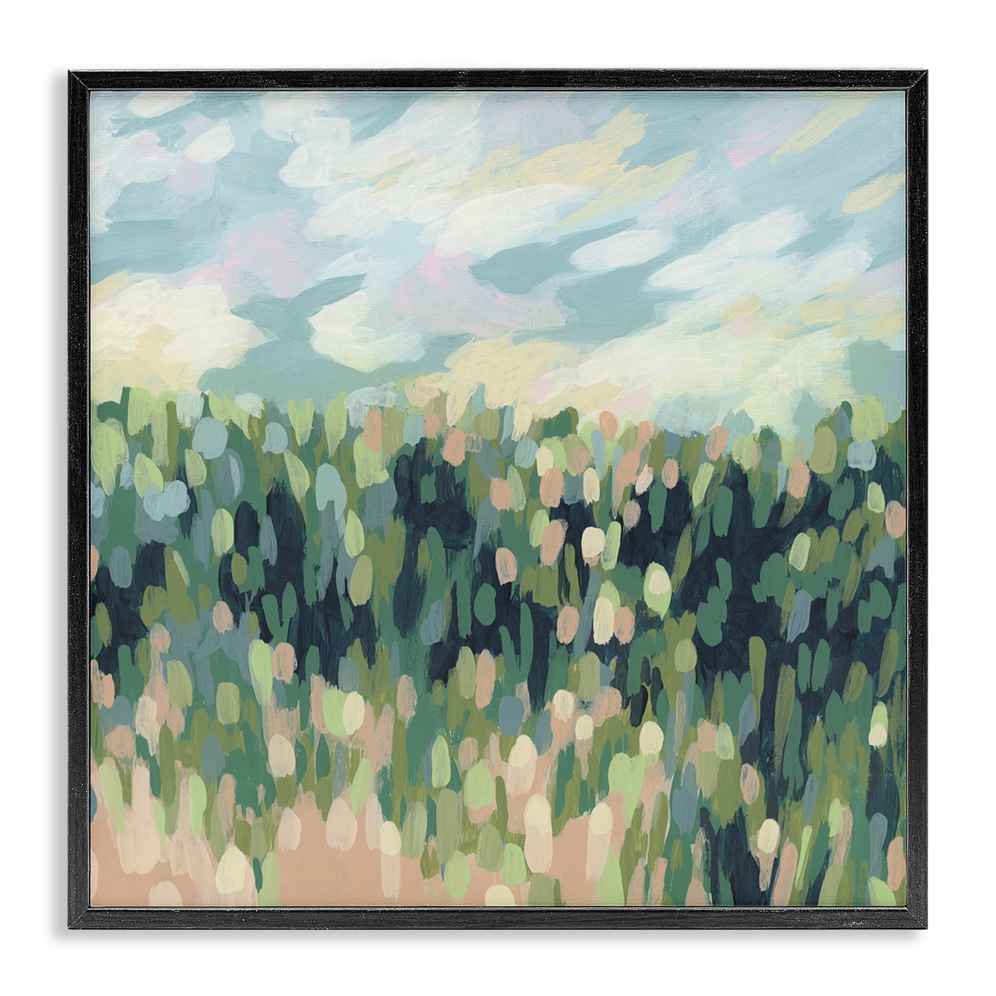 Stupell Industries Abstract Rural Meadow Landscape & Nature Painting Black Framed Art Print Wall Art, 24 x 24