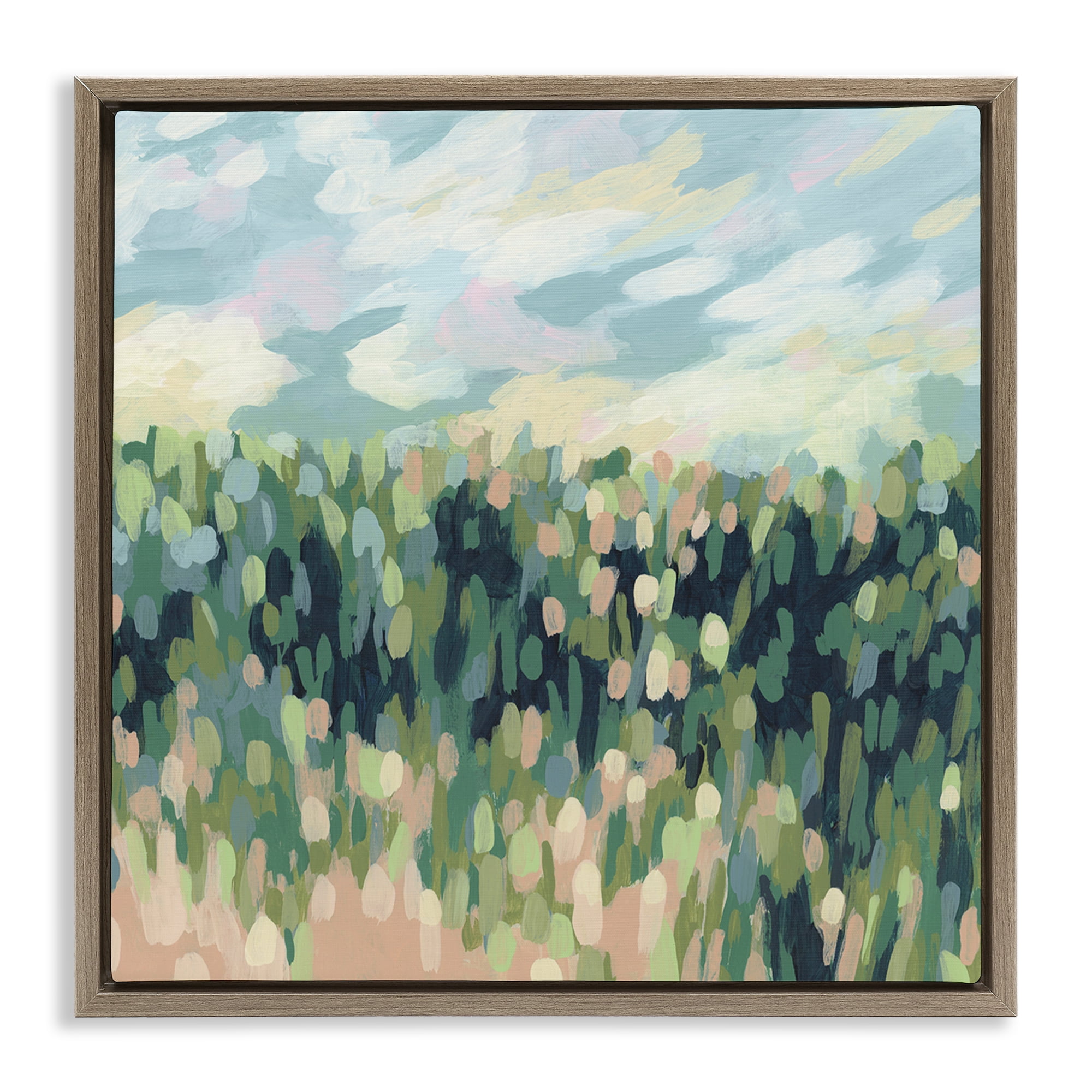 Stupell Industries Abstract Rural Meadow Landscape & Nature Painting Brown Floater Framed Canvas Art Print Wall Art, 18 x 18