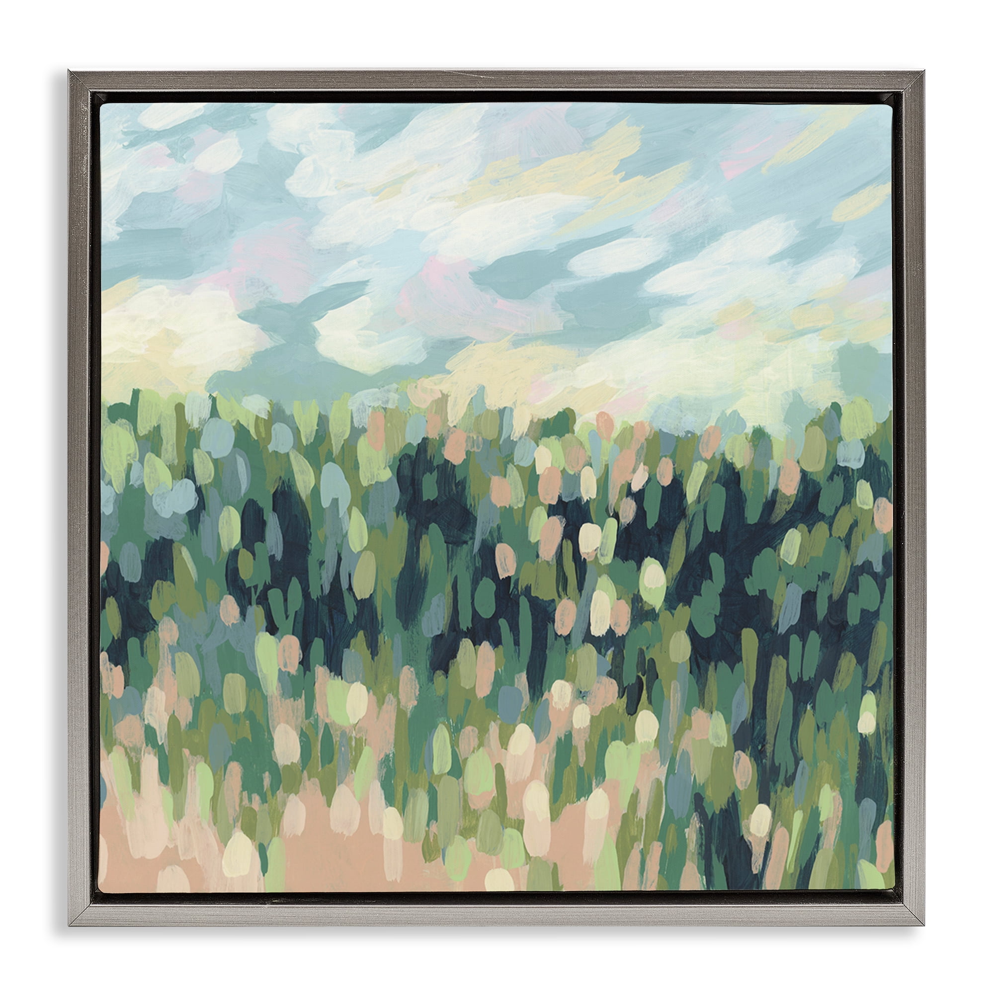 Stupell Industries Abstract Rural Meadow Landscape & Nature Painting Gray Floater Framed Canvas Art Print Wall Art, 25 x 25