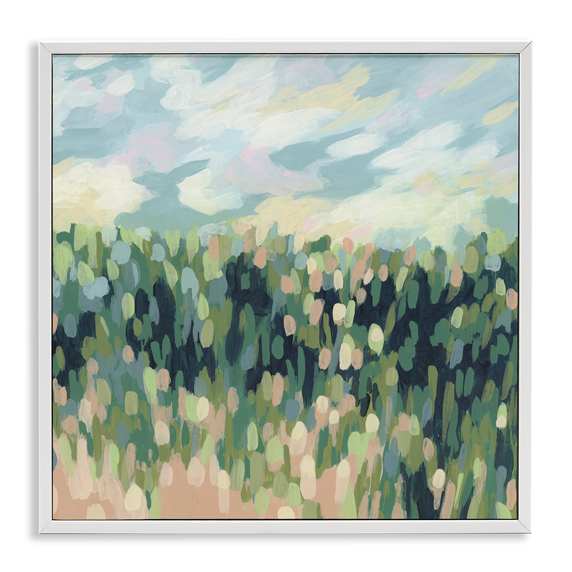 Stupell Industries Abstract Rural Meadow Landscape & Nature Painting White Framed Art Print Wall Art, 17 x 17
