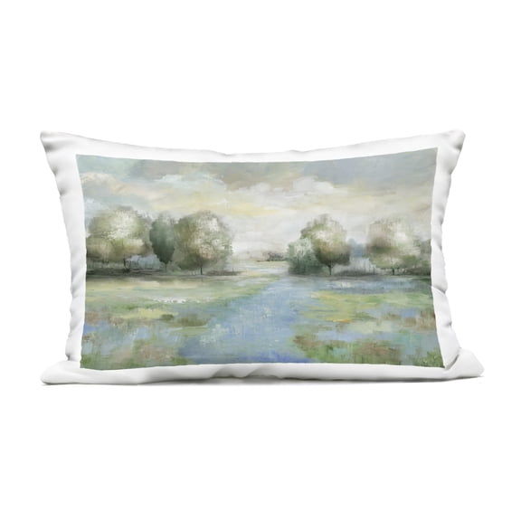 Stupell Industries Abstract Rural Meadow Stream Design by Nan Outdoor Printed Pillow