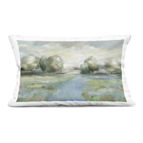 Stupell Industries Abstract Rural Meadow Stream Design by Nan Throw Pillow