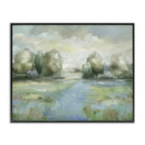Stupell Industries Abstract Rural Meadow Stream Landscape & Nature Painting Black Framed Art Print Wall Art, 14 x 11