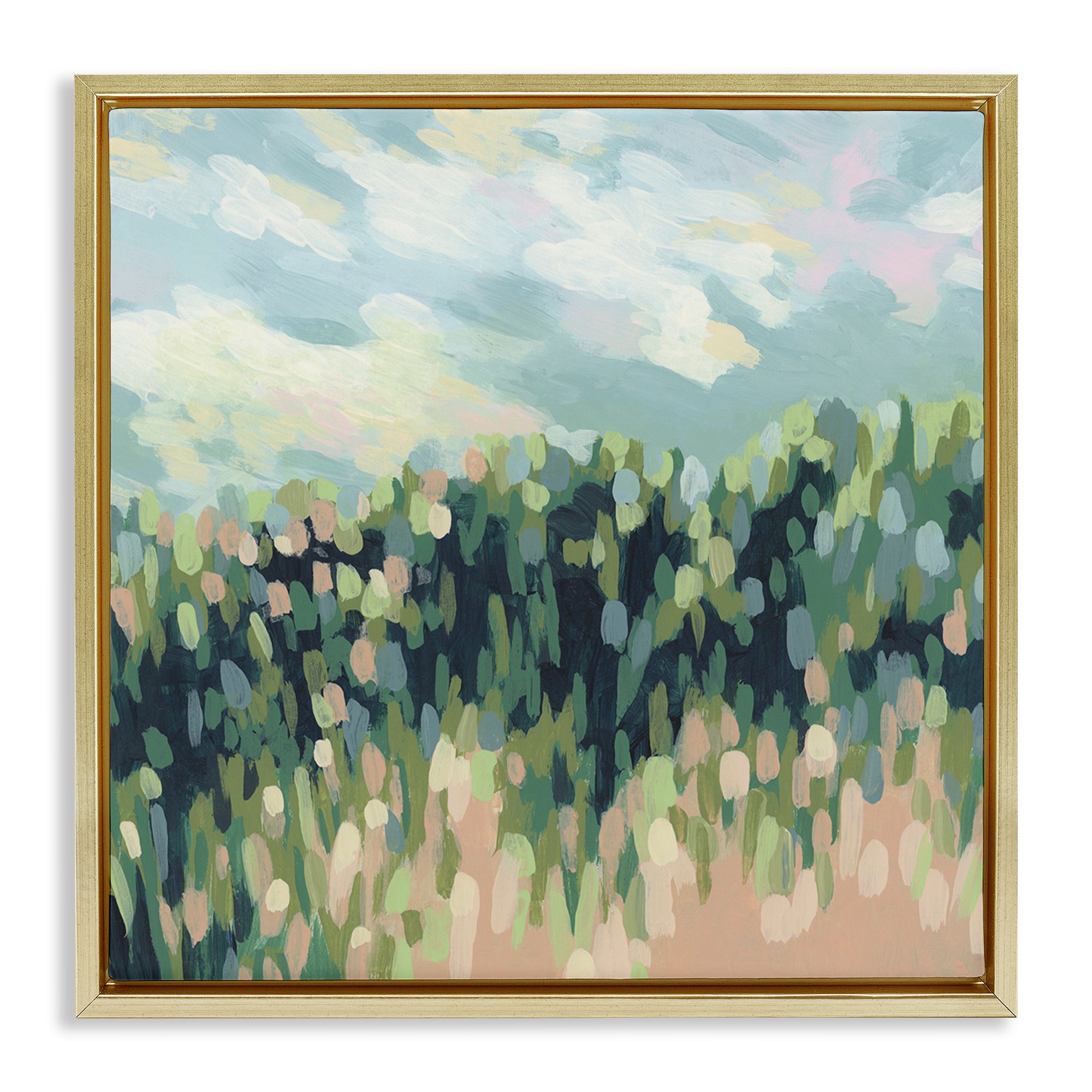 Stupell Industries Abstract Rural Plants Landscape & Nature Painting Gold Floater Framed Canvas Art Print Wall Art, 25 x 25