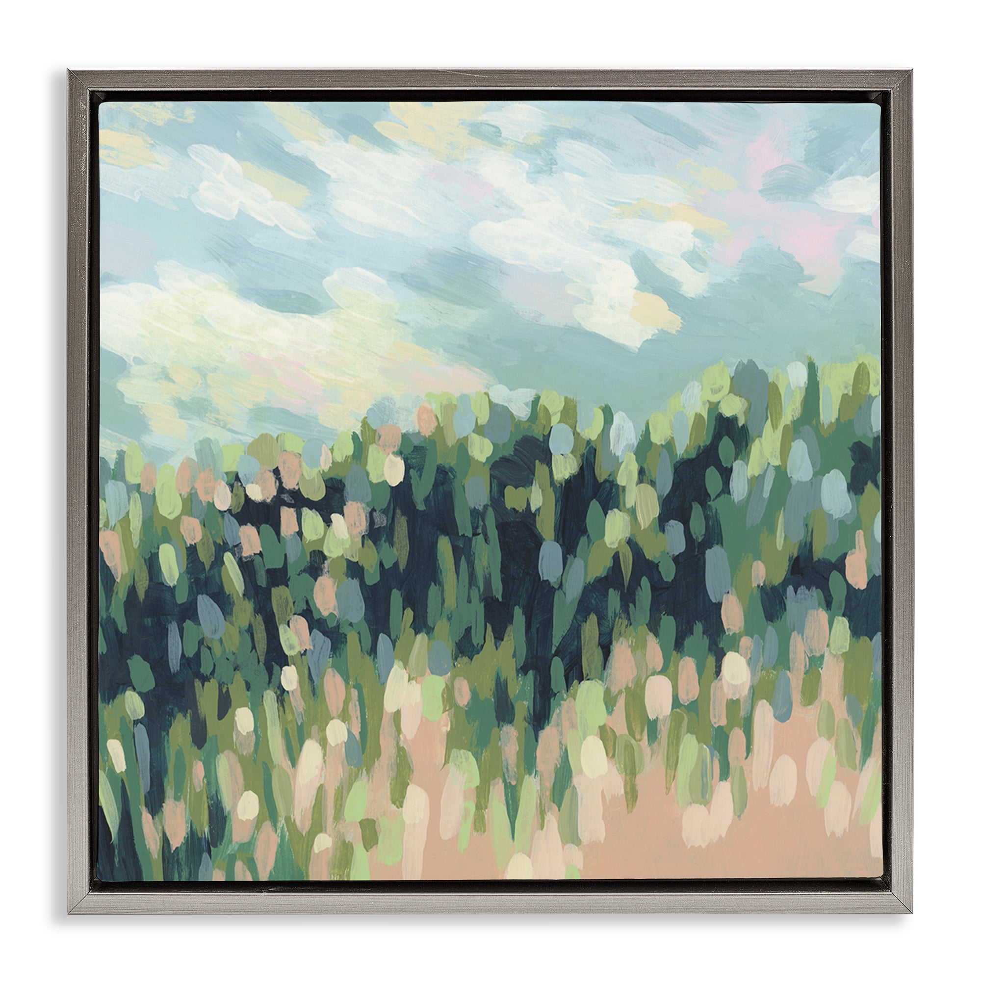 Stupell Industries Abstract Rural Plants Landscape & Nature Painting Gray Floater Framed Canvas Art Print Wall Art, 25 x 25