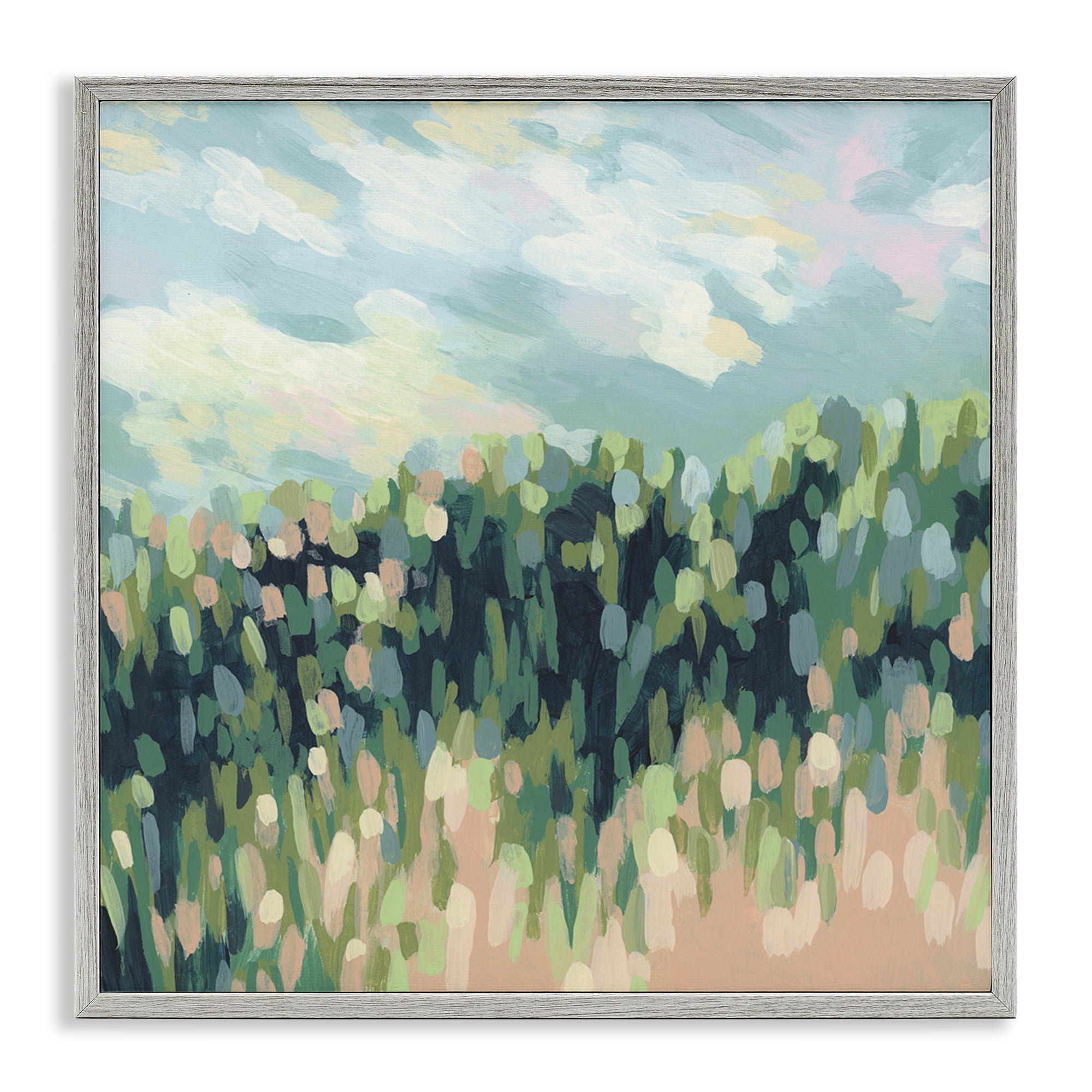 Stupell Industries Abstract Rural Plants Landscape & Nature Painting Gray Framed Art Print Wall Art, 24 x 24