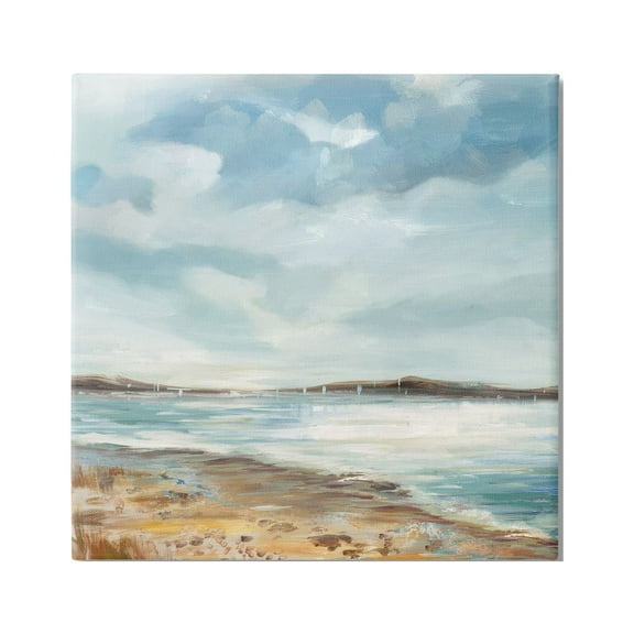 Stupell Industries Abstract Rustic Beach Shore Nature Painting Gallery Wrapped Canvas Art Print Wall Art, 17 x 17