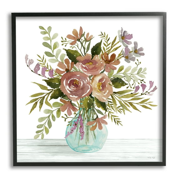 Stupell Industries Abstract Rustic Bouquet Botanical & Floral Painting Black Framed Art Print Wall Art, 24 x 24