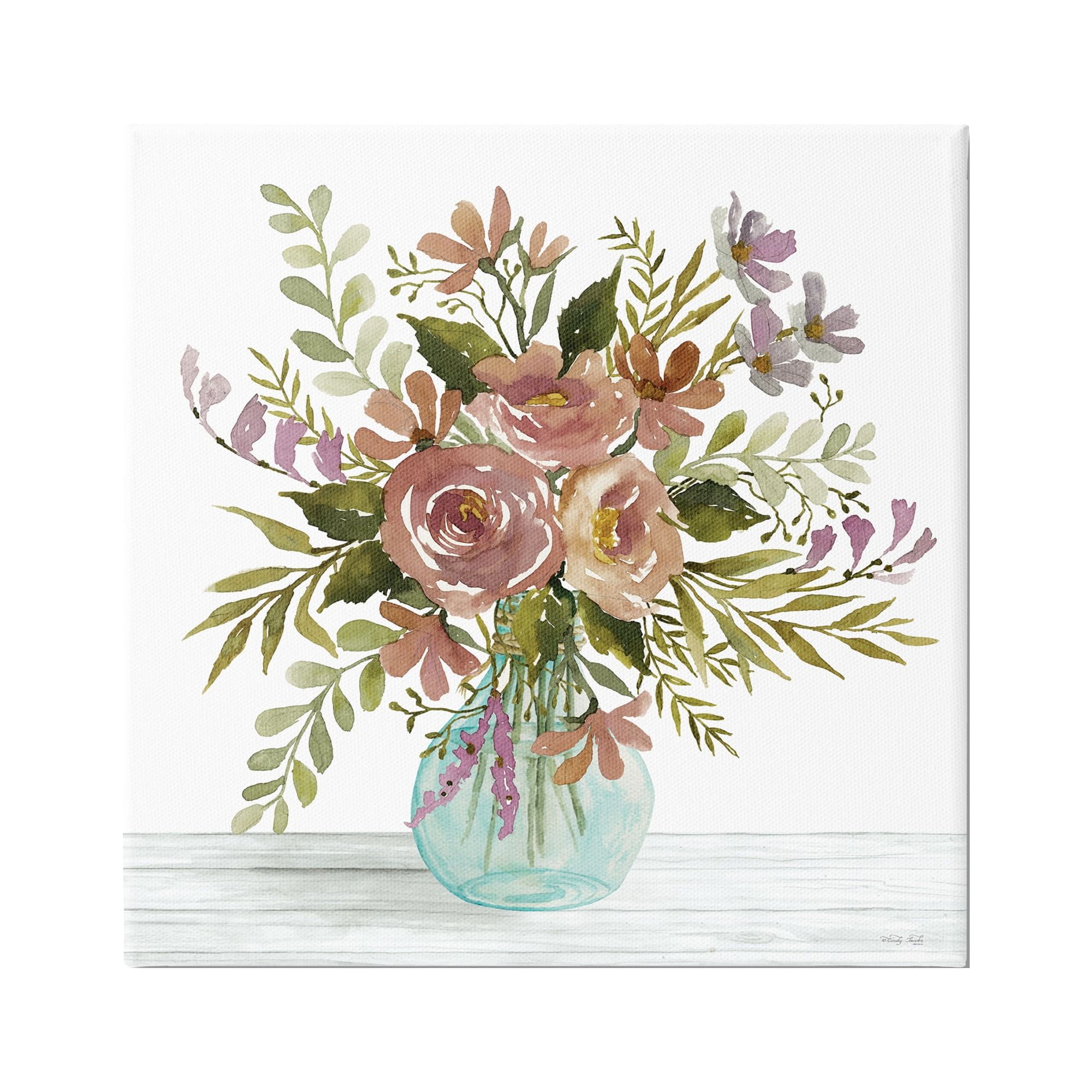 Stupell Industries Abstract Rustic Bouquet Botanical & Floral Painting Gallery Wrapped Canvas Art Print Wall Art, 36 x 36