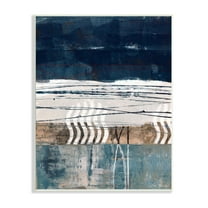Stupell Industries Abstract Rustic Collage of Blue Shapes and Lines Abstract Painting Unframed Art Print Wall Art, 10 x 15