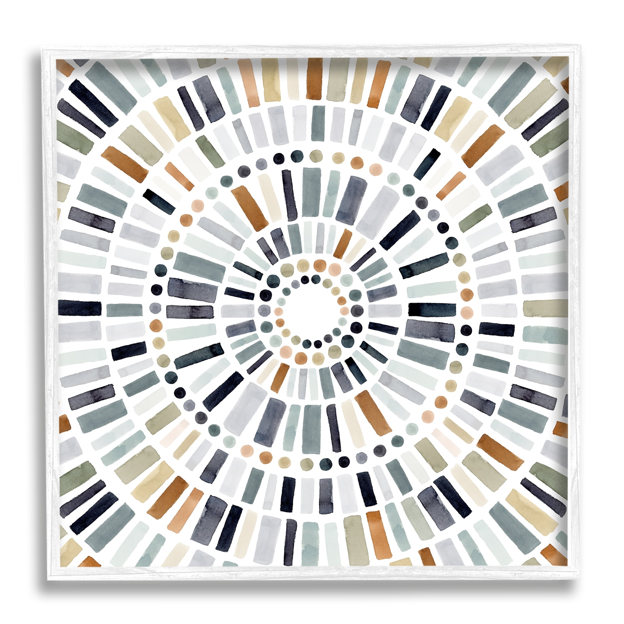 Stupell Industries Abstract Rustic Mosaic Circle Pattern Illustration Paintings White Framed Art Print Wall Art, 24x24, by Victoria Barnes