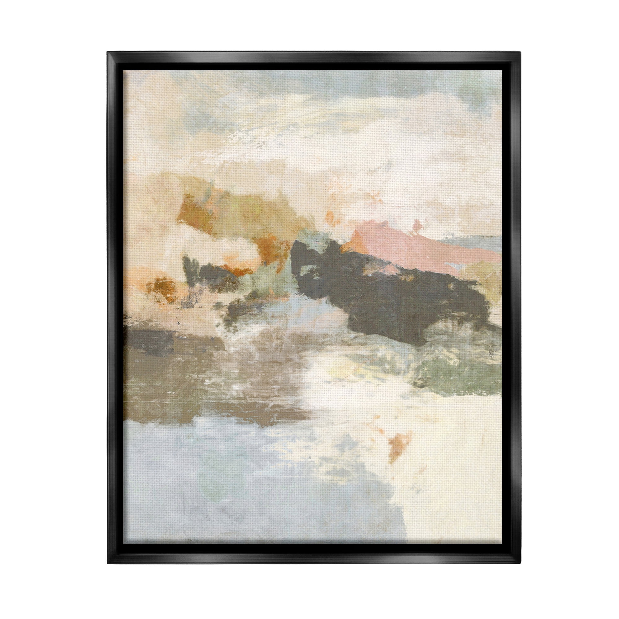 Stupell Industries Abstract Rustic Painting Abstract Painting Black Floater Framed Canvas Art Print Wall Art, 17 x 21
