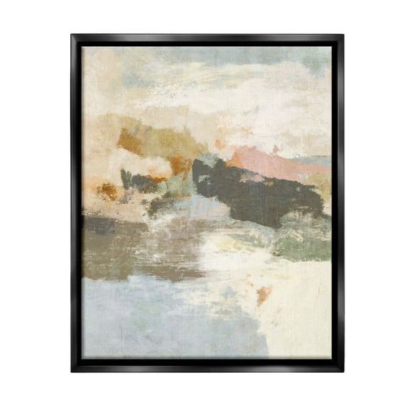 Stupell Industries Abstract Rustic Painting Abstract Painting Black Floater Framed Canvas Art Print Wall Art, 17 x 21