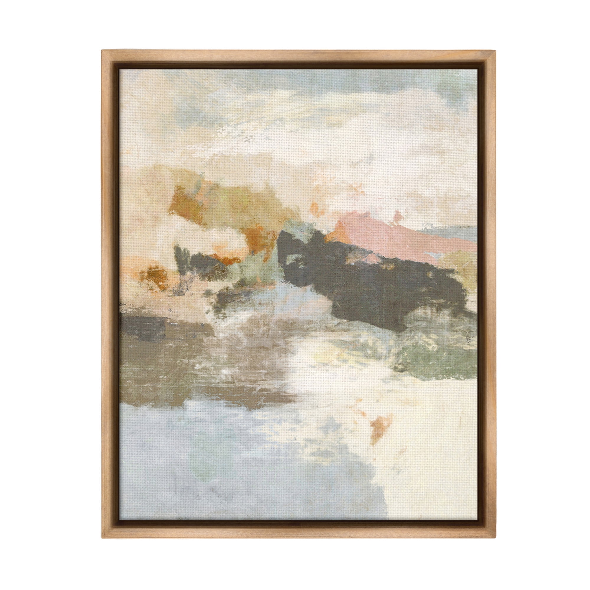 Stupell Industries Abstract Rustic Painting Abstract Painting Brown Floater Framed Canvas Art Print Wall Art, 25 x 31