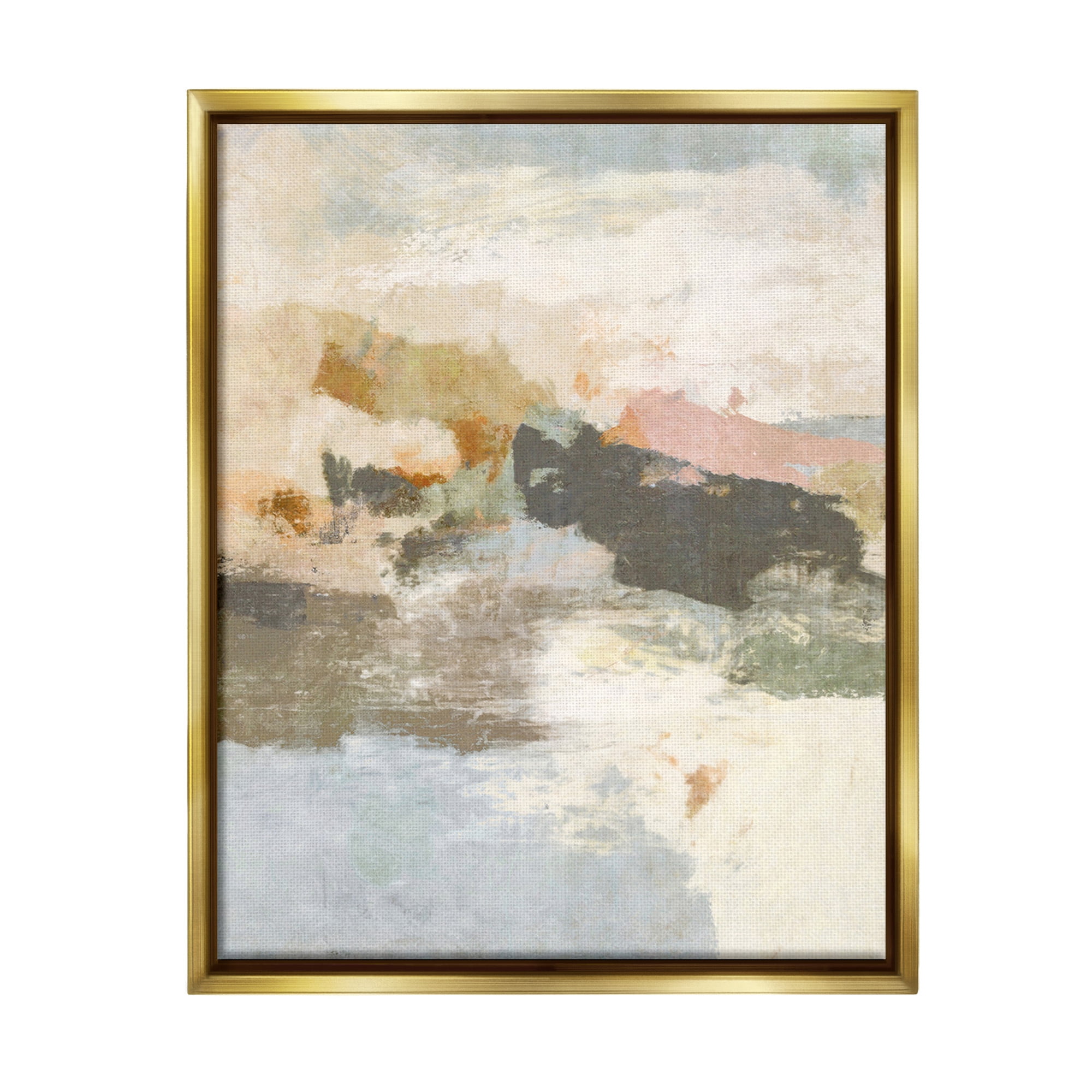 Stupell Industries Abstract Rustic Painting Abstract Painting Gold Floater Framed Canvas Art Print Wall Art, 25 x 31