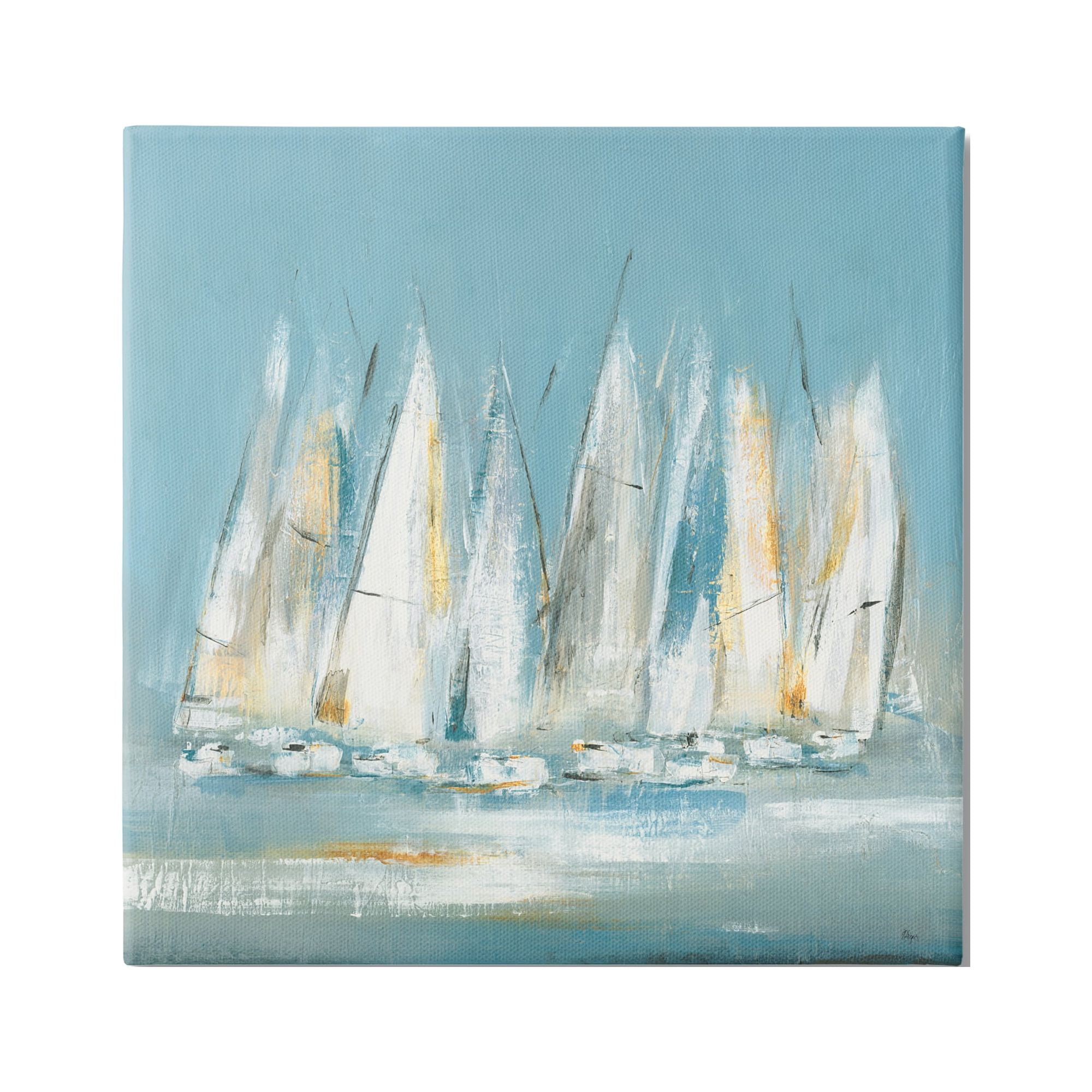 Stupell Industries Abstract Sailboat Fleet Transportation Painting Gallery Wrapped Canvas Print Wall Art, 24 x 24
