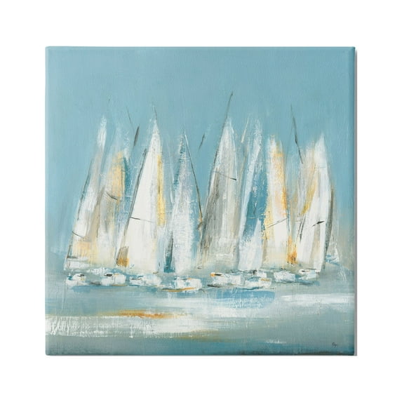 Stupell Industries Abstract Sailboat Fleet Transportation Painting Gallery Wrapped Canvas Print Wall Art, 30 x 30