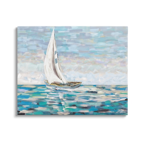 Stupell Industries Abstract Sailboat Painting Transportation Painting Gallery Wrapped Canvas Print Wall Art, 30 x 24