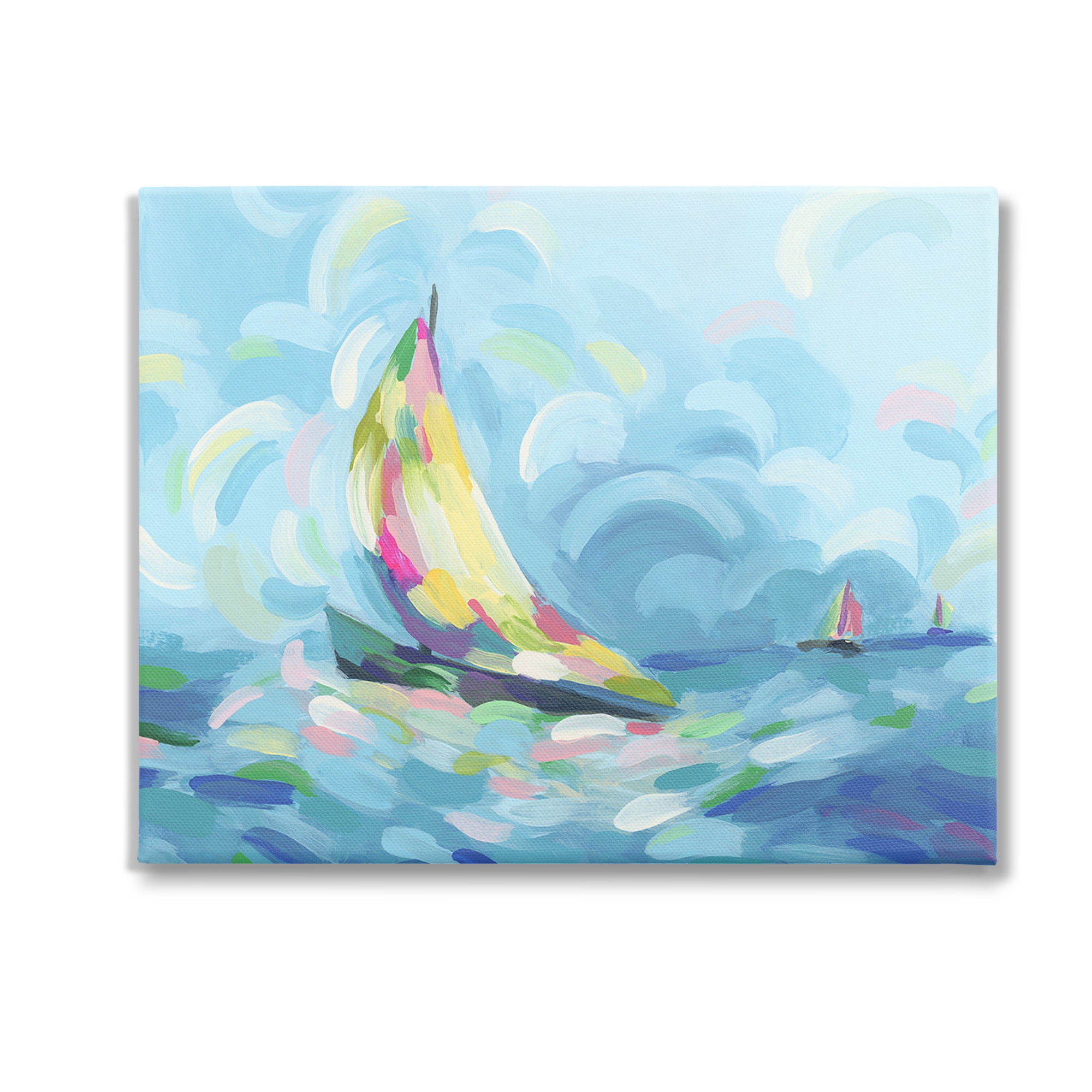 Stupell Industries Abstract Sailboat Scenery Nature Painting Gallery Wrapped Canvas Art Print Wall Art, 30 x 24