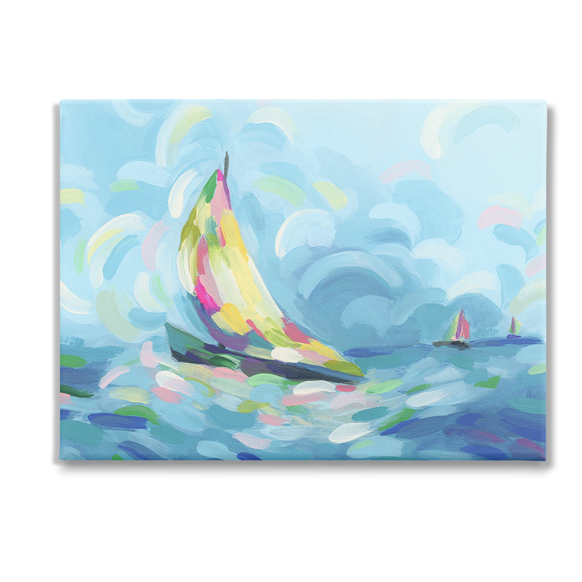 Stupell Industries Abstract Sailboat Scenery Nature Painting Gallery Wrapped Canvas Art Print Wall Art, 48 x 36