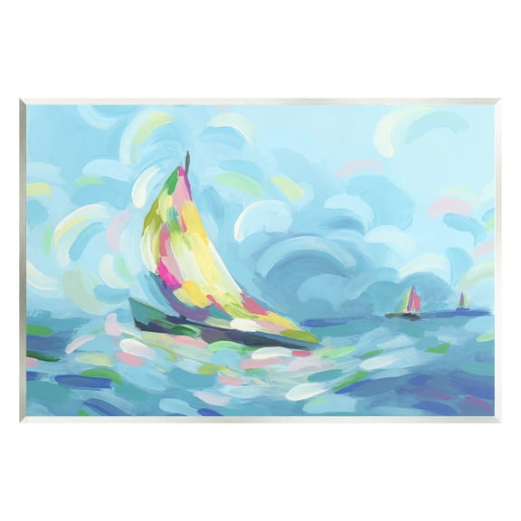 Stupell Industries Abstract Sailboat Scenery Nature Painting Unframed Art Print Wall Art, 15 x 10