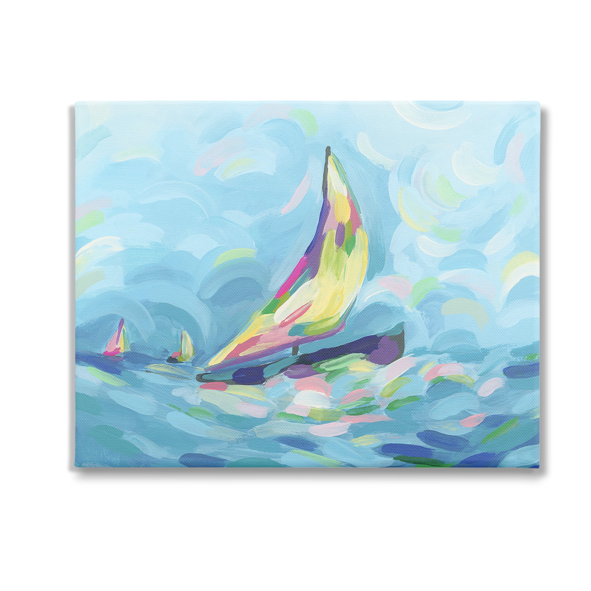 Stupell Industries Abstract Sailboat View Nature Painting Gallery Wrapped Canvas Art Print Wall Art, 20 x 16