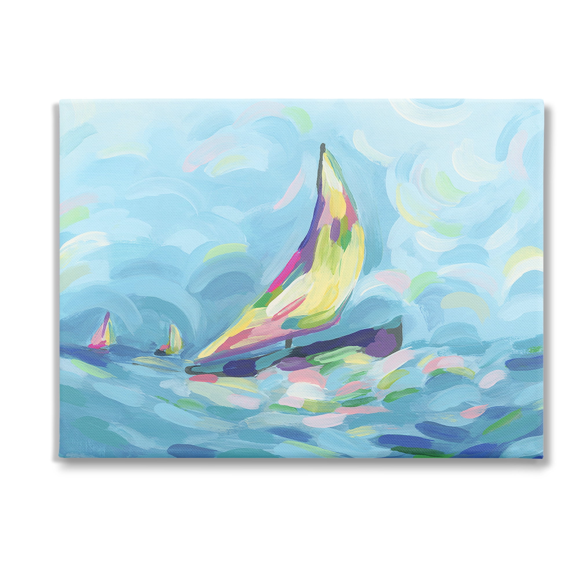 Stupell Industries Abstract Sailboat View Nature Painting Gallery Wrapped Canvas Art Print Wall Art, 48 x 36