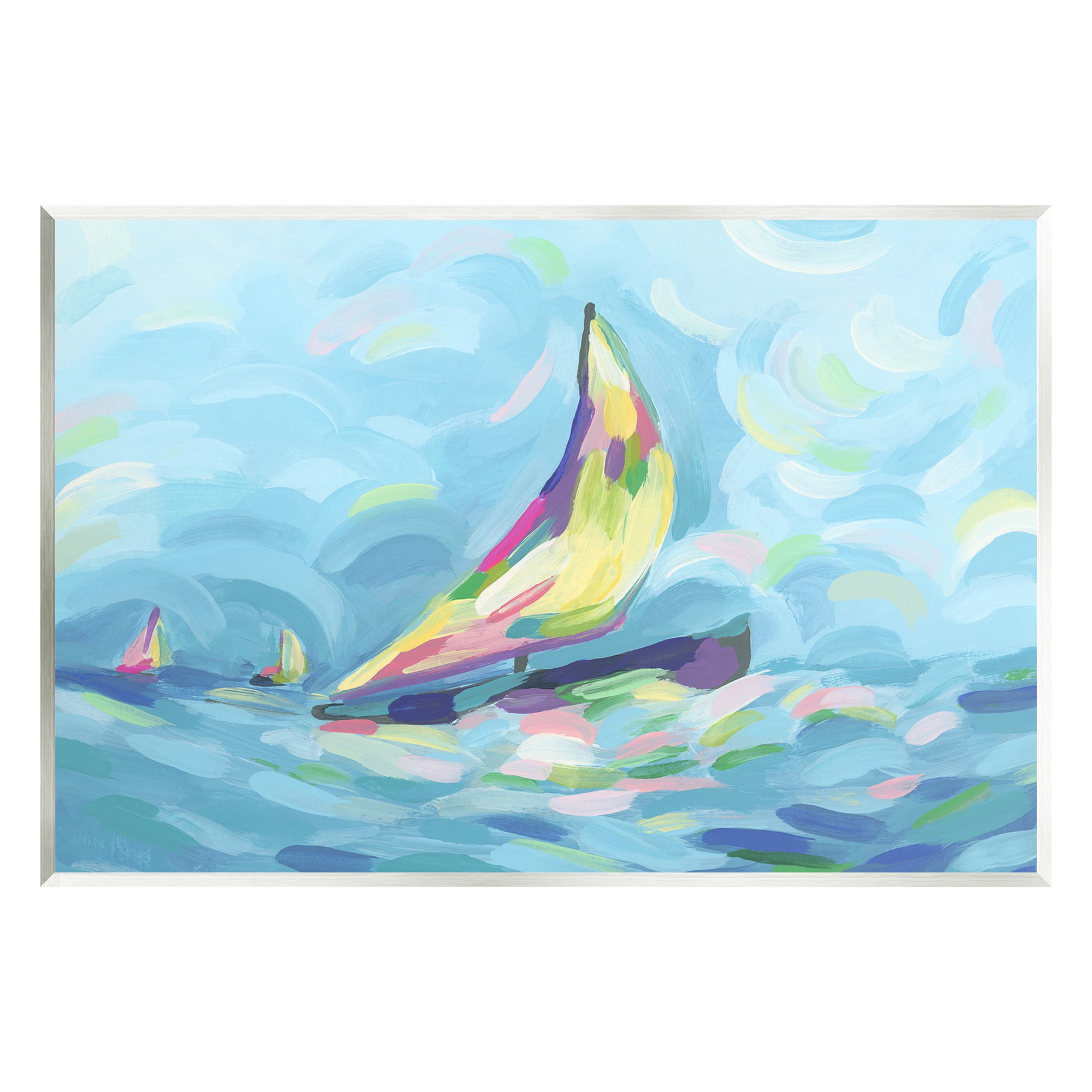 Stupell Industries Abstract Sailboat View Nature Painting Unframed Art Print Wall Art, 19 x 13