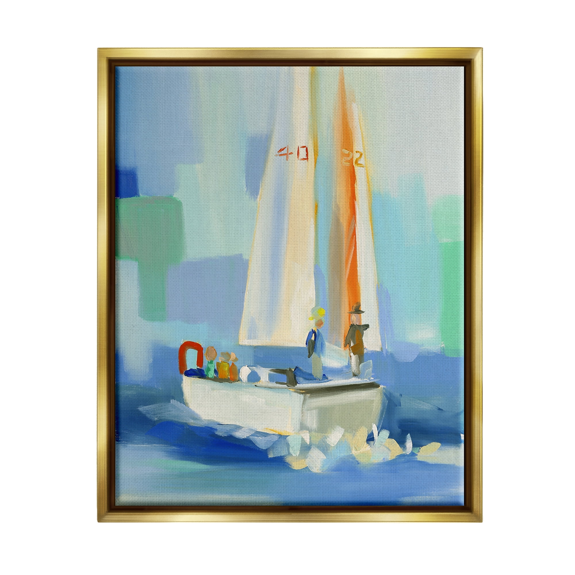 Stupell Industries Abstract Sailboat Waves Transportation Painting Gold ...