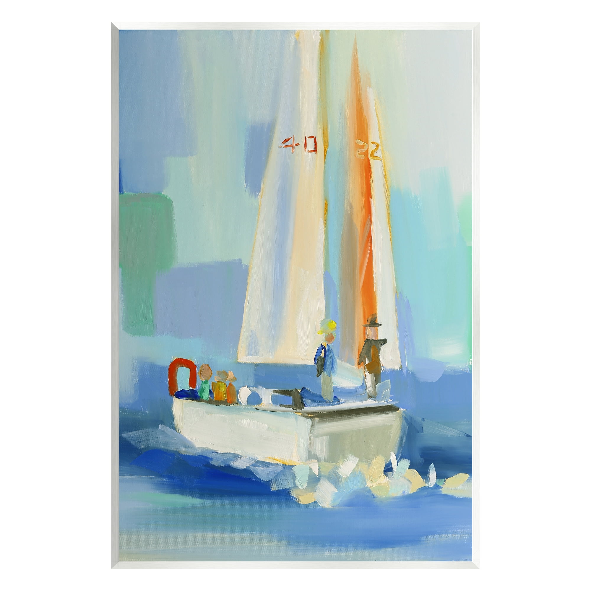 Stupell Industries Abstract Sailboat Waves Transportation Painting Unframed Art Print Wall Art, 13 x 19