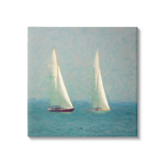Stupell Industries Abstract Sailboats Painting Coastal Painting Gallery Wrapped Canvas Print Wall Art