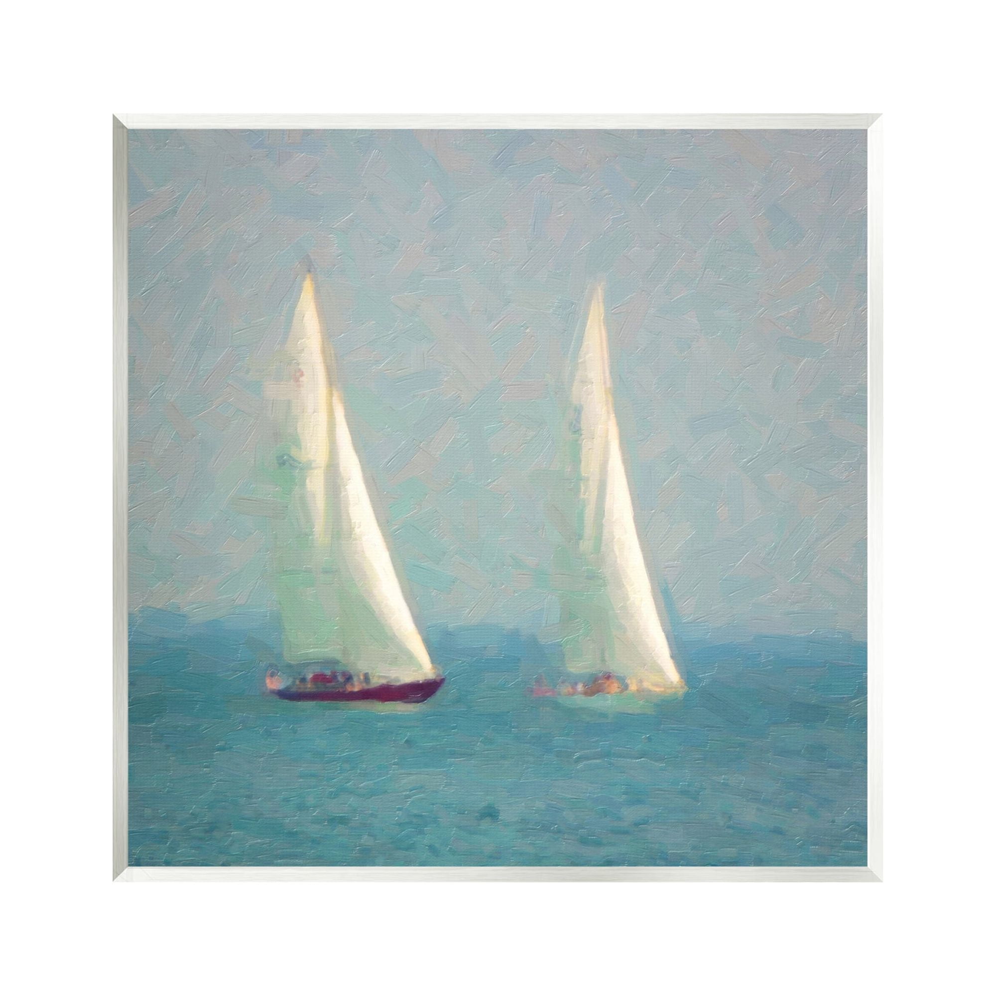 Stupell Industries Abstract Sailboats Painting Coastal Painting Unframed Art Print Wall Art
