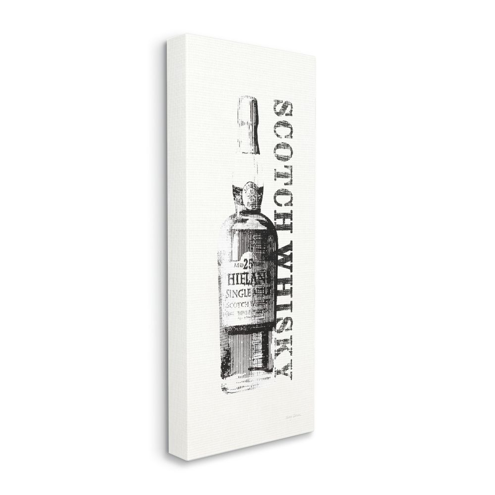 Stupell Industries Abstract Scotch Whiskey Alcohol Black Off-White Vintage Canvas Wall Art Design by Avery Tillmon, 17" x 40"