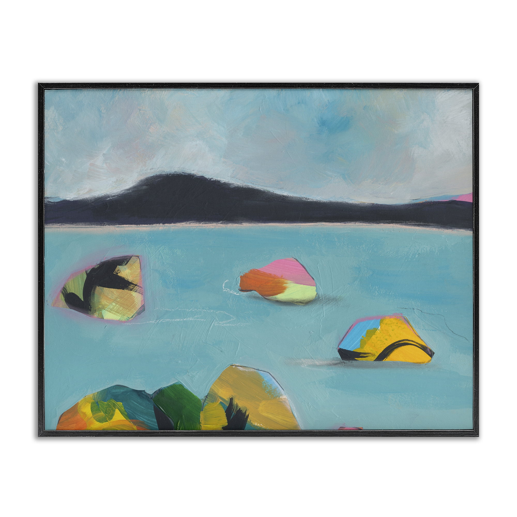 Stupell Industries Abstract Sea Buoys Landscape & Nature Painting Black Framed Art Print Wall Art, 14 x 11