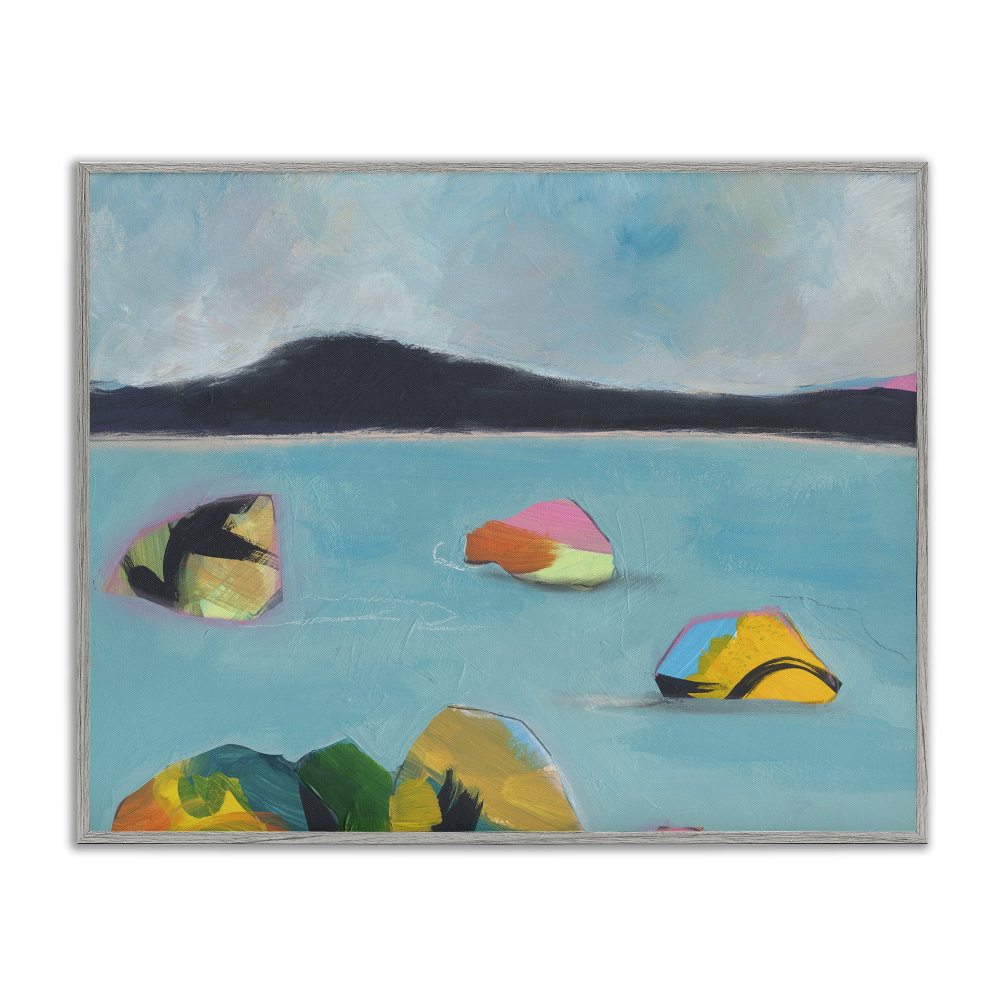 Stupell Industries Abstract Sea Buoys Landscape & Nature Painting Gray Framed Art Print Wall Art, 14 x 11