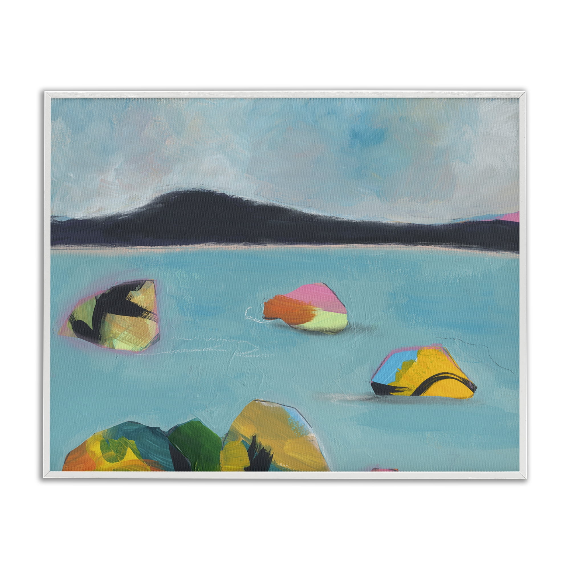 Stupell Industries Abstract Sea Buoys Landscape & Nature Painting White Framed Art Print Wall Art, 14 x 11