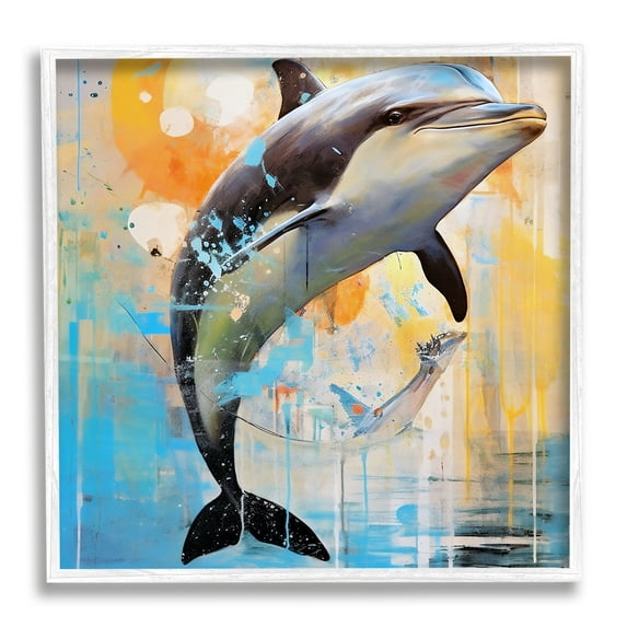 Stupell Industries Abstract Sea Life Portrait Animals & Insects Painting White Framed Art Print Wall Art, 17 x 17